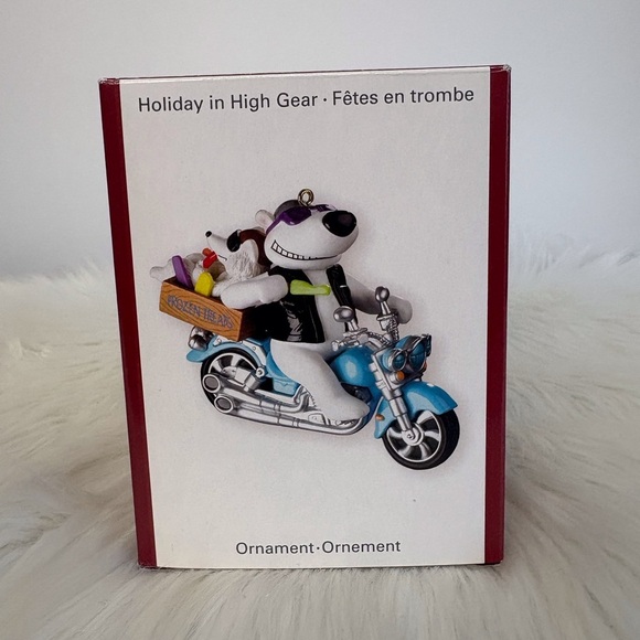 Other - Holiday in High Gear Ornament - Blue and White Polar Bear/Dog on a Motorcycle